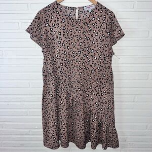 Hayden Brown Cheetah Animal Print Flowy Oversized Dress, Women’s Size Small